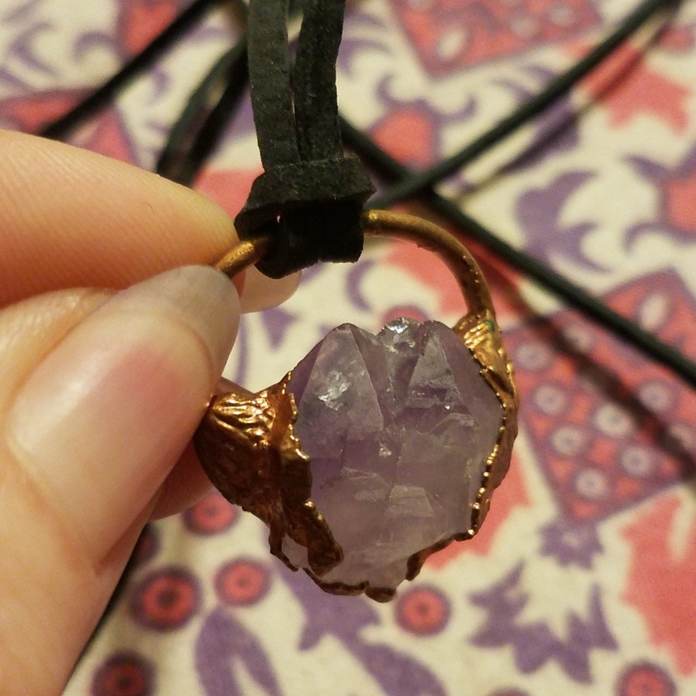 Elestial amethyst crystal necklace